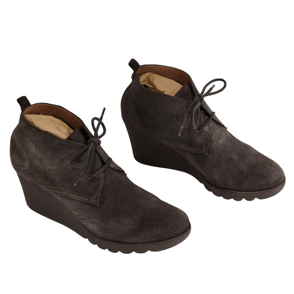 Donald J Pliner Suede Wedge Ankle Boot Booties‎ sz 9 Women Makko Brown Leather - Picture 1 of 14